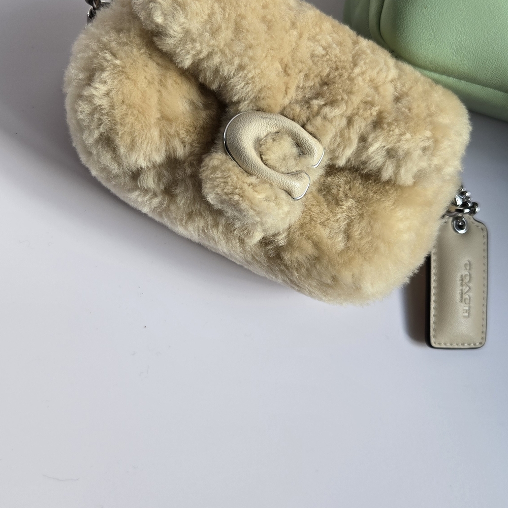 Coach Cream Fur Shoulder Bag